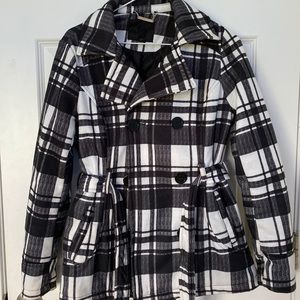 Black and white plaid jacket with buttons